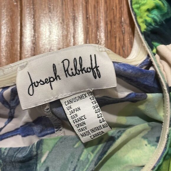 Joseph Ribkoff palm floral one shoulder ruffle dress 10 - Picture 5 of 8